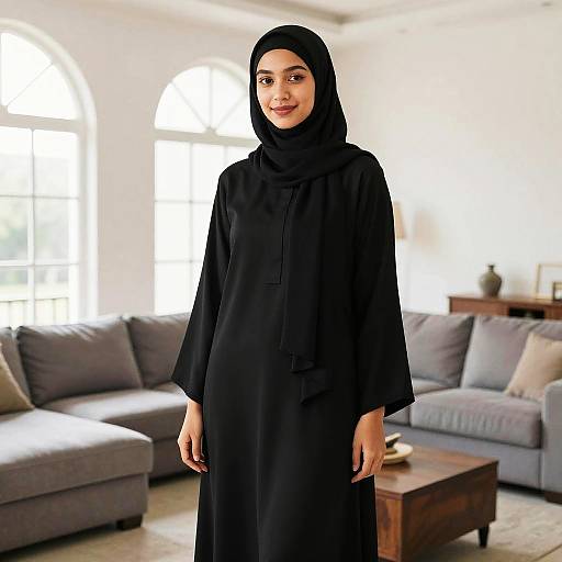 Young Woman in Traditional Black Dress