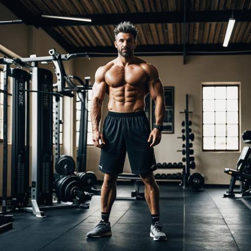 Muscular Mediterranean man in gym