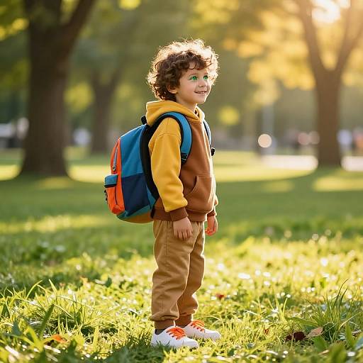 Curious Boy in Sunny Park