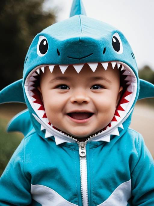 Photorealistic Man in Baby Shark Costume