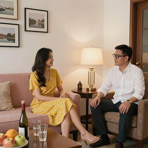 Cozy Living Room Scene with Couple