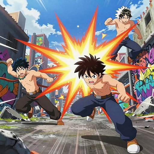 Dynamic Anime Action Scene