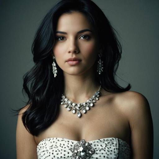 Elegant Woman with Black Hair and Jewelry