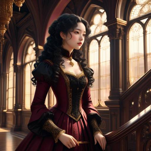 Elegant Noble Lady in Victorian Setting