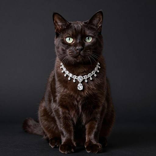 Elegant Chausie Cat in Diamond Necklace