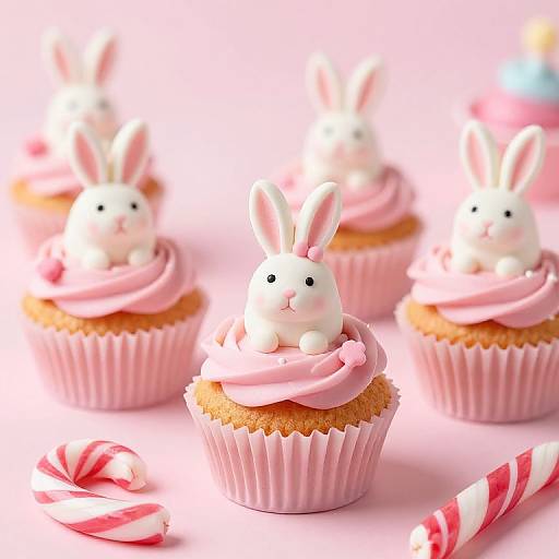 Whimsical Pastel Pink Bunny Cupcakes
