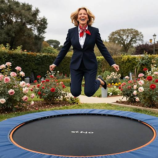 Joyful Journalist in Rose Garden