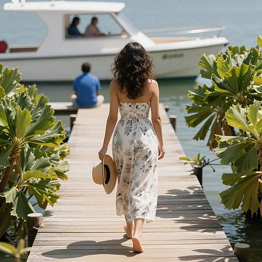 Serene Woman on a Sunny Dock