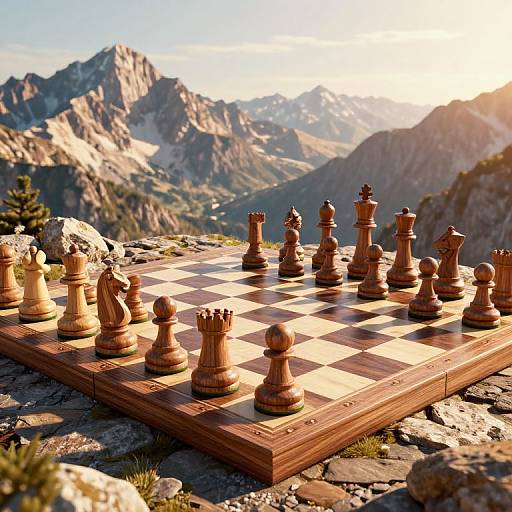 Surreal 3D Ancient Chessboard Scene
