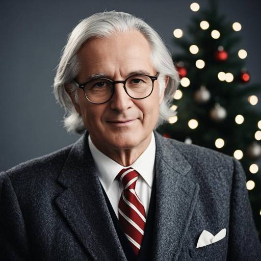 Elder Gentleman in Vintage Suit with Christmas Background