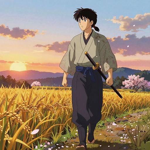 Wandering Samurai at Sunset