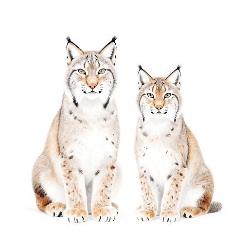 Minimalist Pencil Lynx Pair Study