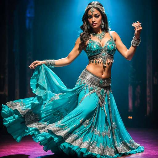 Majestic Belly Dancer in Turquoise Outfit