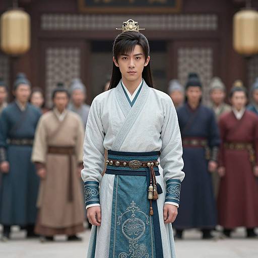 Young man in traditional Chinese battle costume