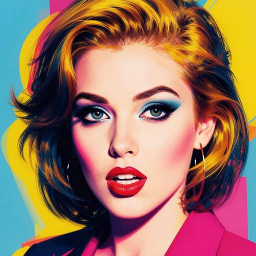 Vibrant Pop Art Woman Portrait