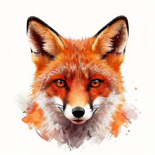 Vibrant Digital Fox Head Illustration
