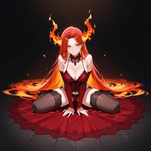 Elegant Lady with Fiery Red Tresses Elegant Lady with Fiery Red Tresses