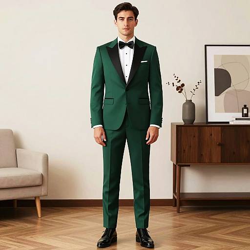 Elegant Man in Emerald Green Tuxedo