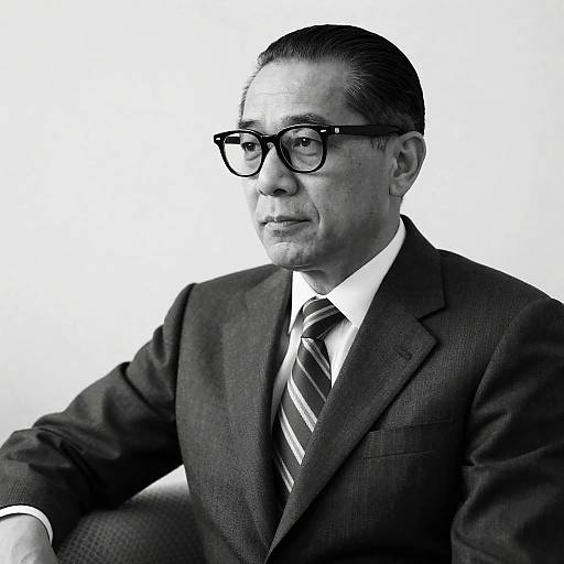 Serious Middle-Aged Man in Black and White