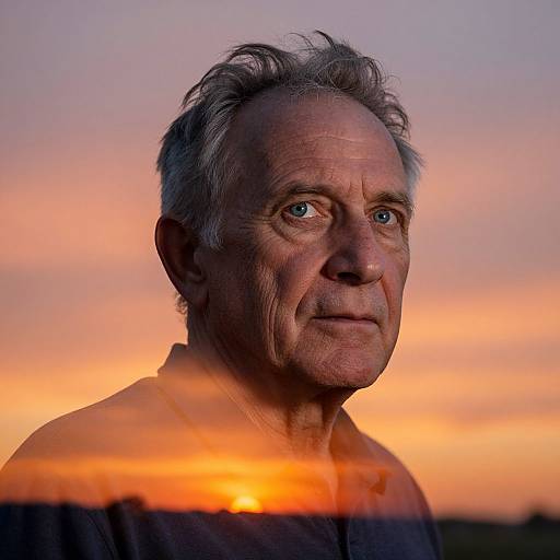 DSLR Portrait of Man with Sunset Sky