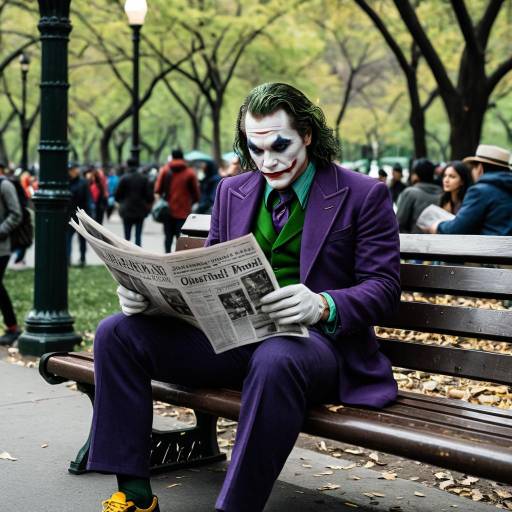 Joker Character Reading Newspaper in Central Park