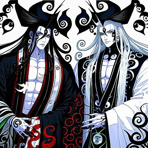 Illustration of Ashiya douman (third ascension) (fate), fate/grand order in the style of Hashi