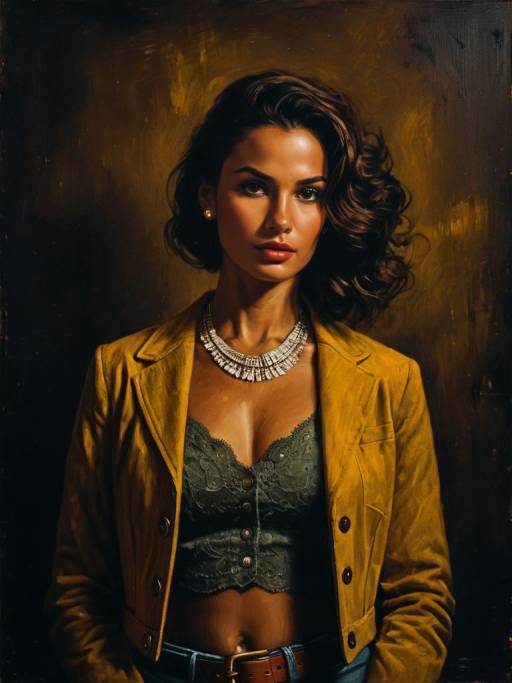 Chic Woman in Brown Corduroy Jacket