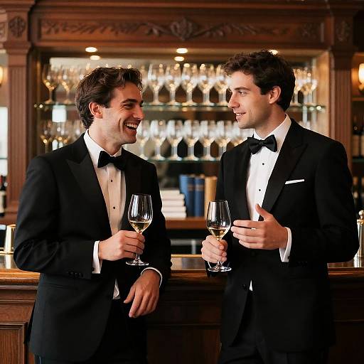 Elegant Men's Moment at Stylish Bar