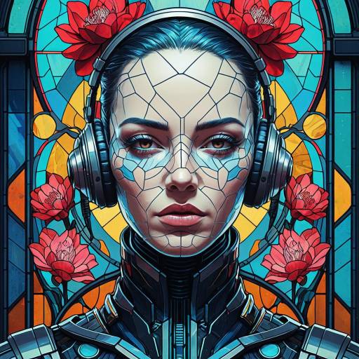 Stained Glass Android Cyberpunk Portrait