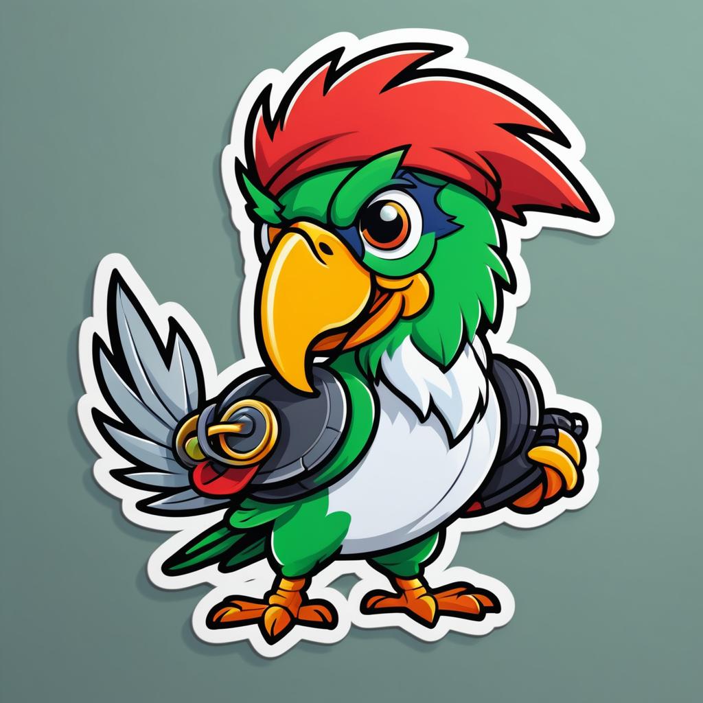 Adventurous Pirate Parrot Die-Cut Sticker