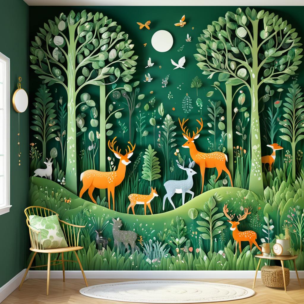 Whimsical Forest Mural with Animal Art