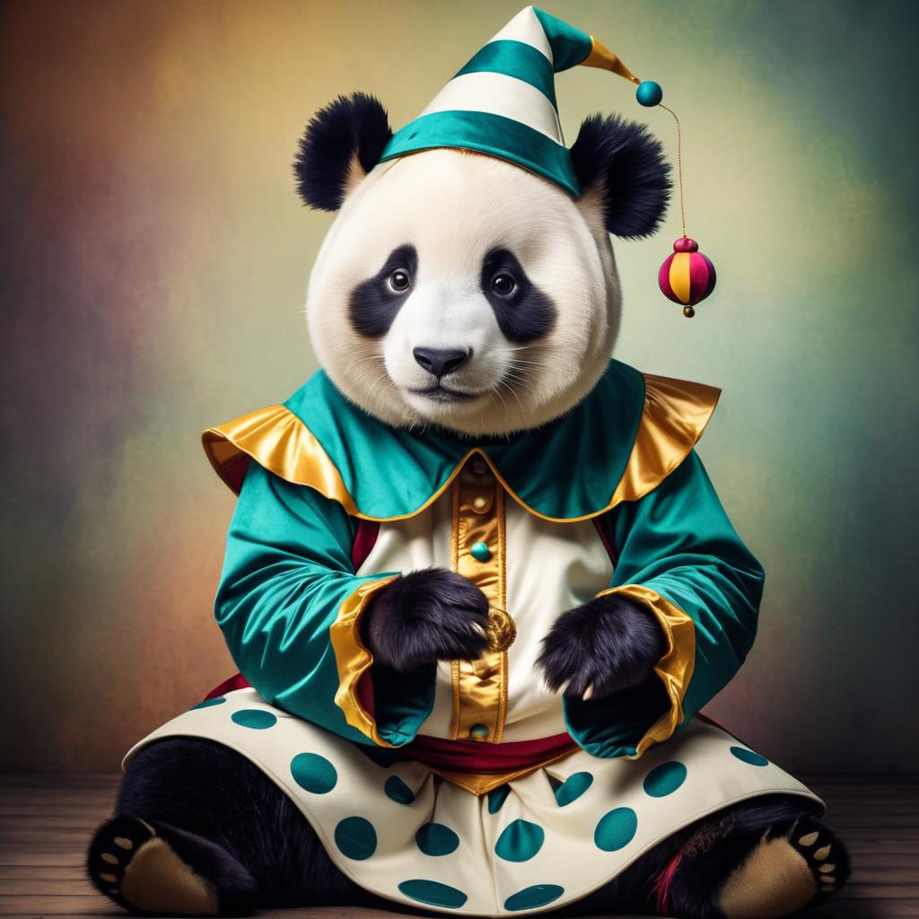 Whimsical Panda Jester Posing Playfully