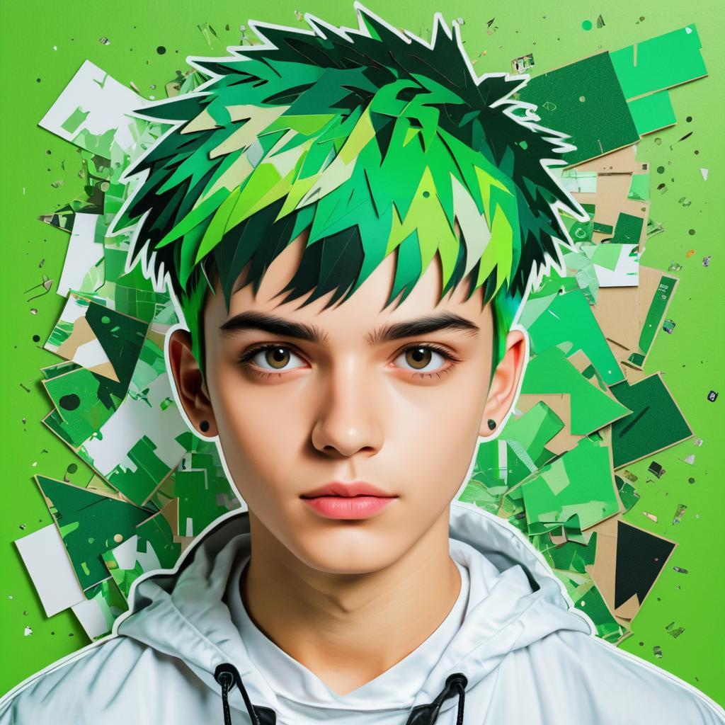 Teenage Boy with Green Hair Artwork