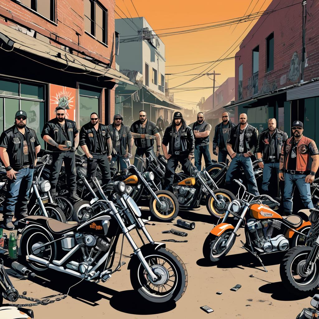 Gritty Biker Gang Illustration