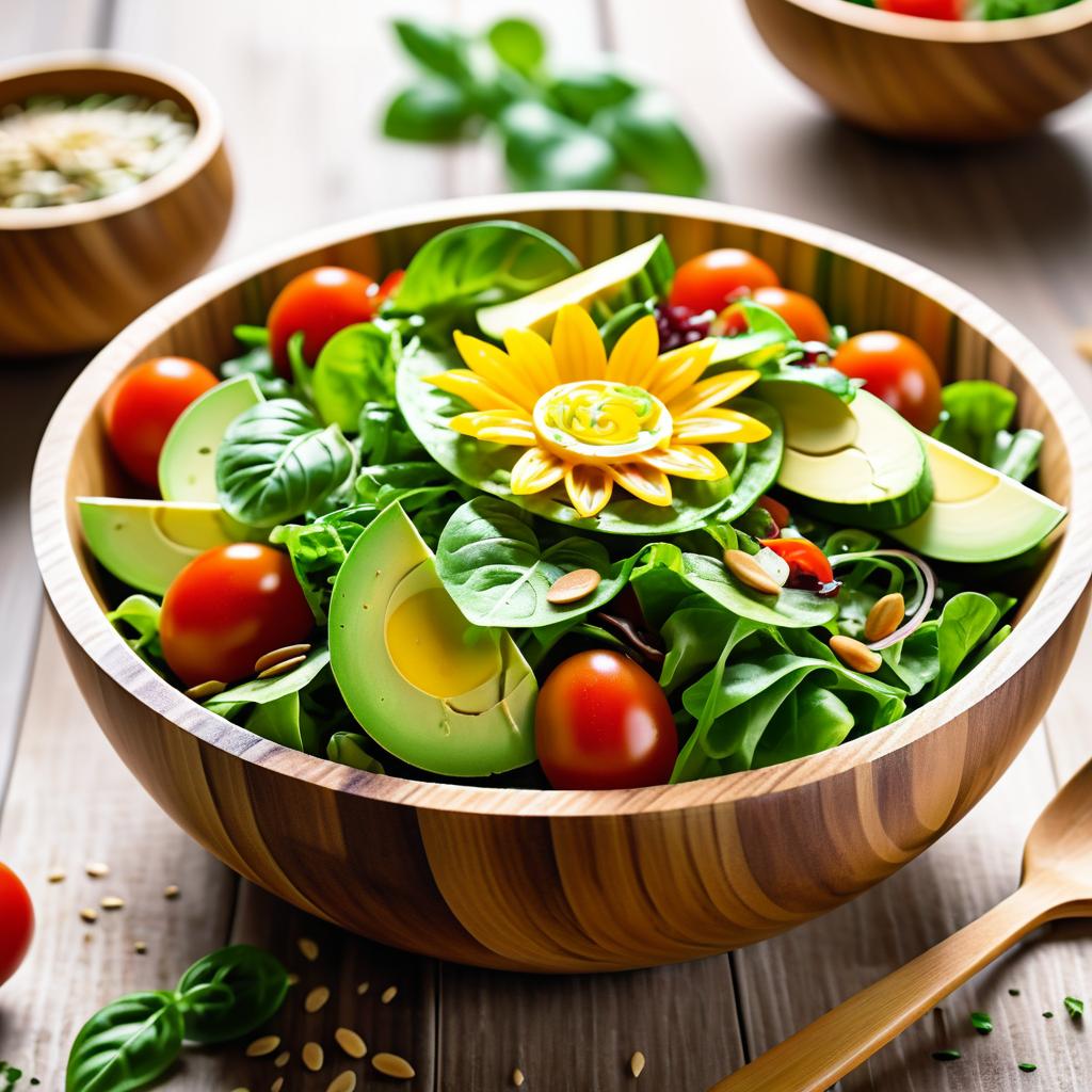 Vibrant Salad in Rustic Kitchen Setting