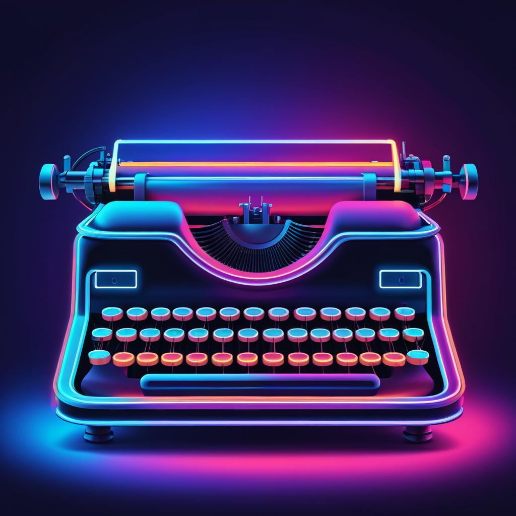 Vintage Typewriter with Neon Glow