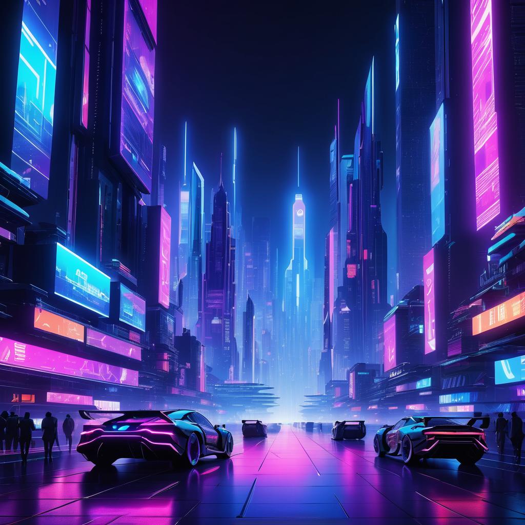 Futuristic Neon Cityscape in Cyberpunk Style