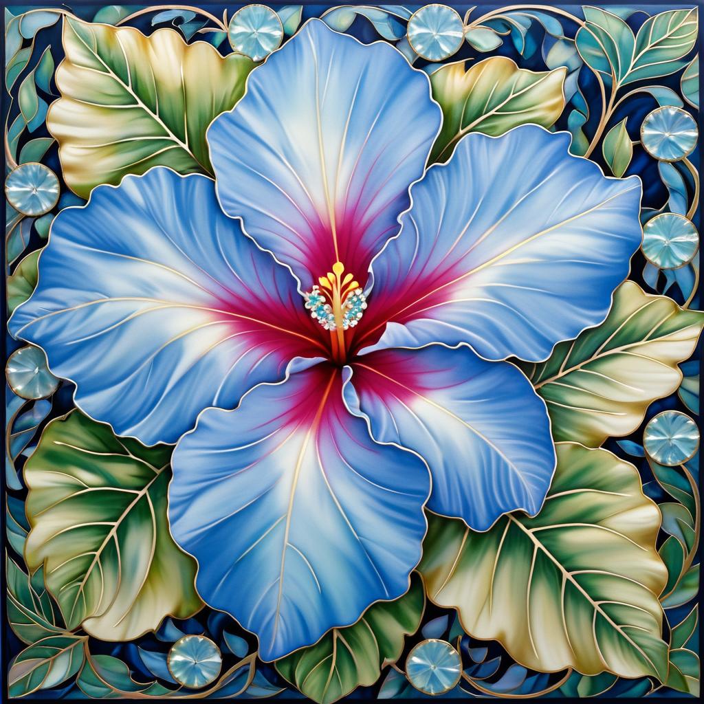 Vibrant Hibiscus with Blue Diamond Center