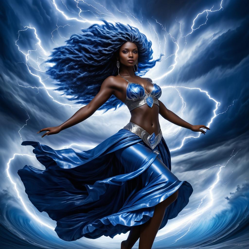 Stunning Dark-Skinned Storm Goddess Portrait