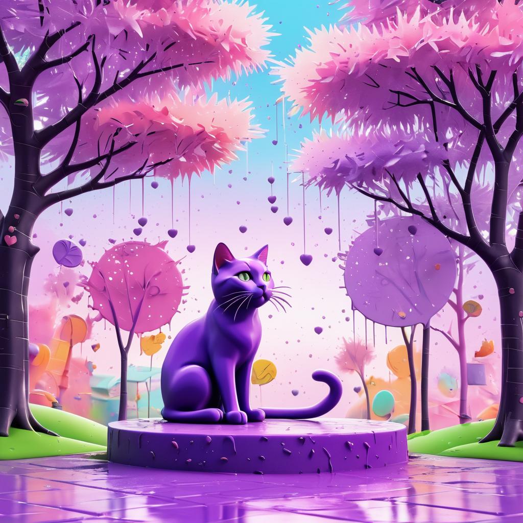 Playful Stop-Motion Cat Animation Art