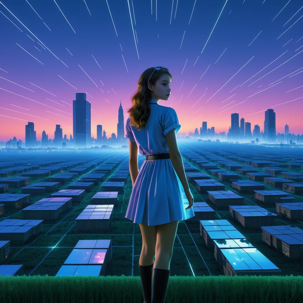 Futuristic Teenage Girl in Dusk Megalopolis