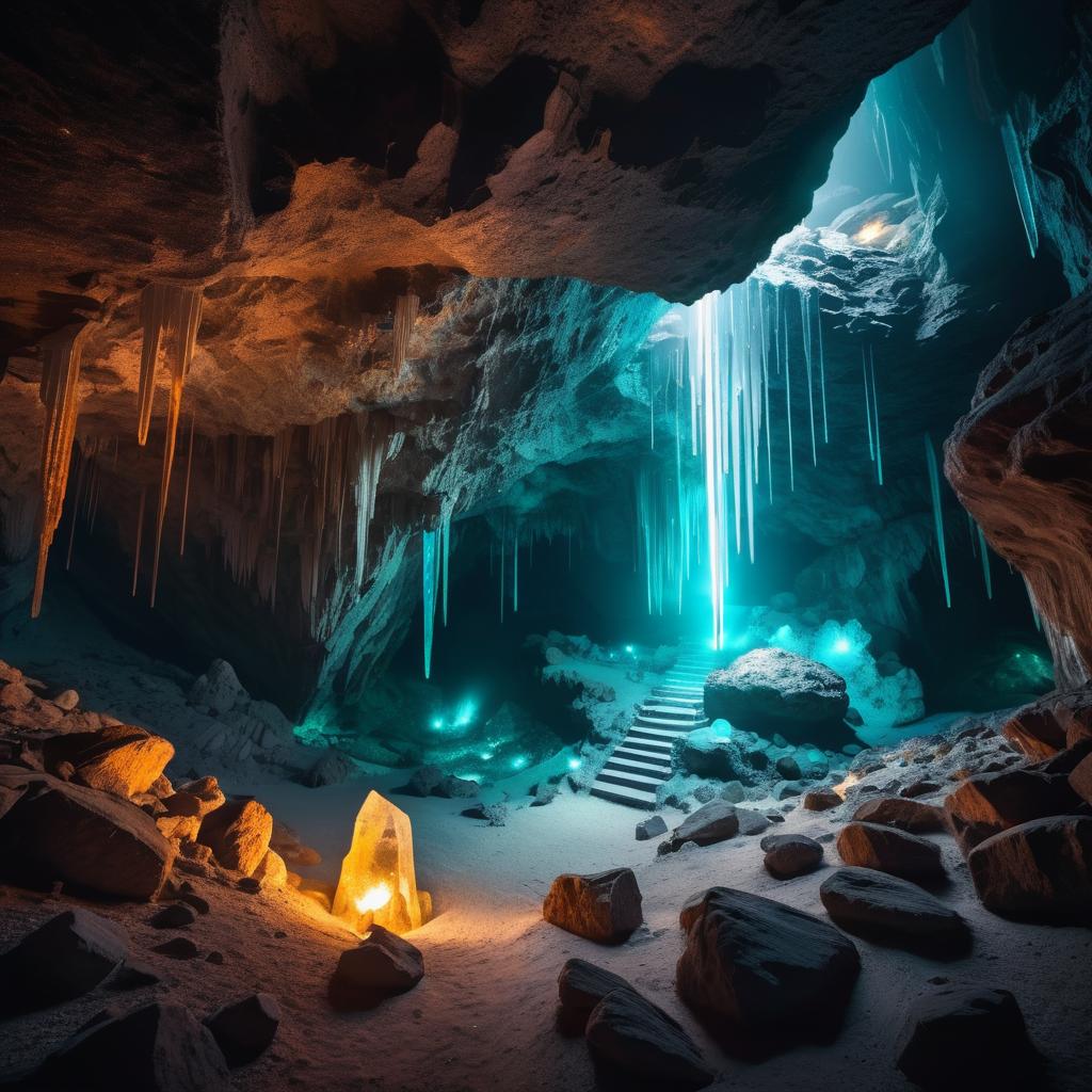 Mystical Cave with Glowing Crystals