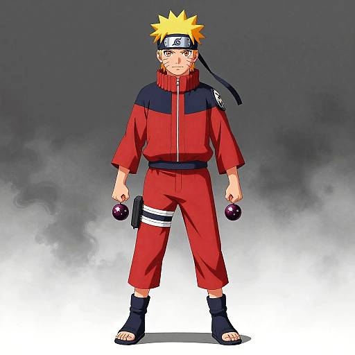 Confident Young Ninja in Red Garb