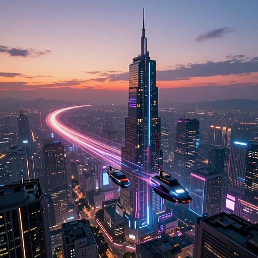 Kanden Sky Over Neon Cyberpunk City