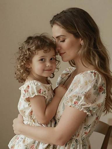 Tender Mother and Daughter Close Embrace