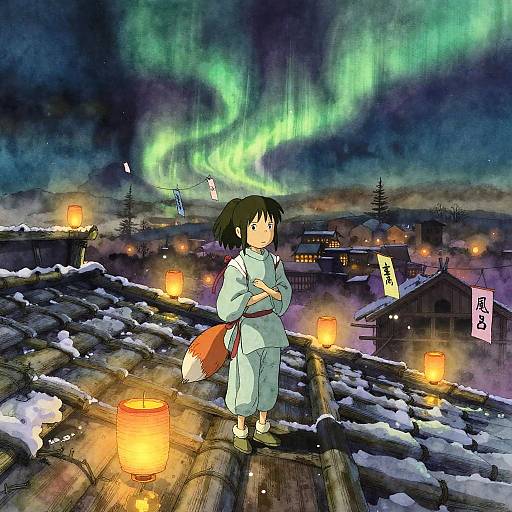 Spirited Away Fox Spirit in Northern Lights