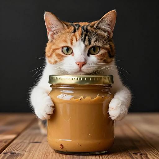 Calico Cat in Hazelnut Butter Jar