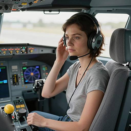 Woman in Cockpit with Headset