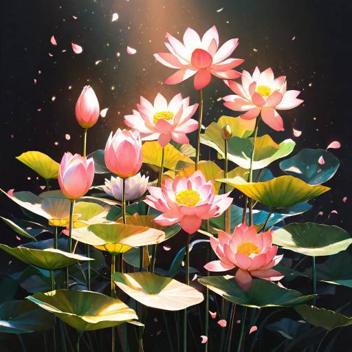 Ethereal Cherry Blossom and Lotus Scene Ethereal Cherry Blossom and Lotus Scene