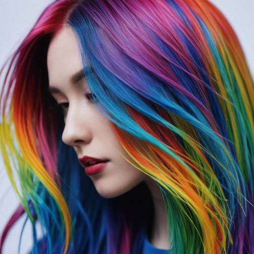 Vibrant Abstract Rainbow Hair Close-Up